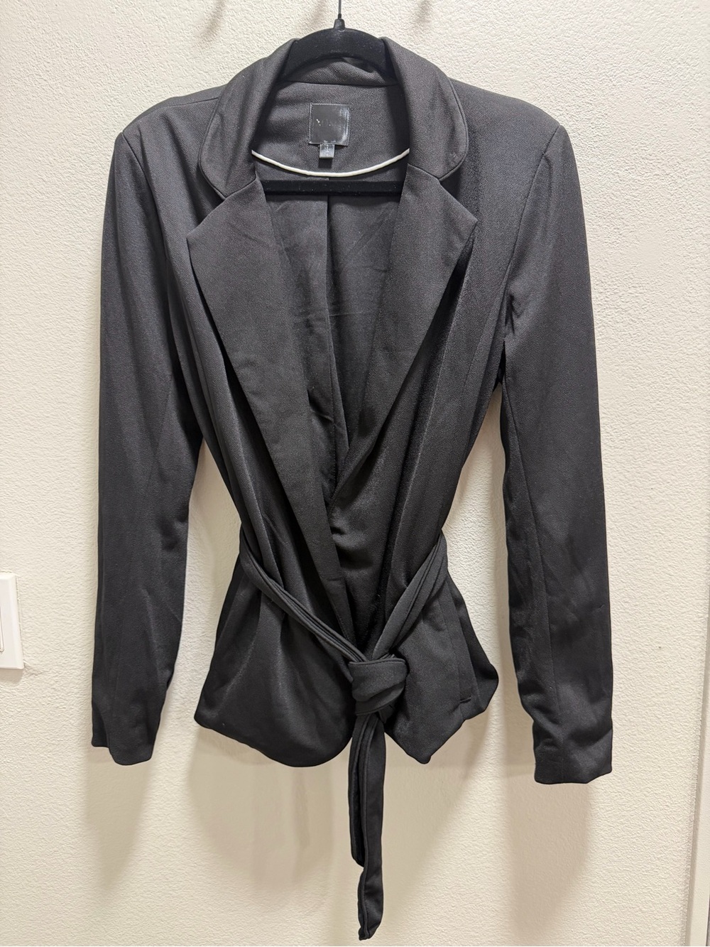 Women's Black Tie-Waist Blazer Jacket